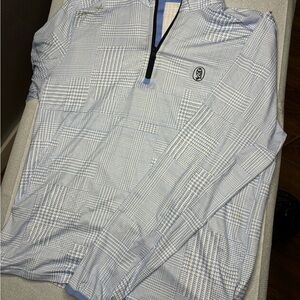 Ralph Lauren RLX Size Medium Light Blue & White Patterned Zip Pullover